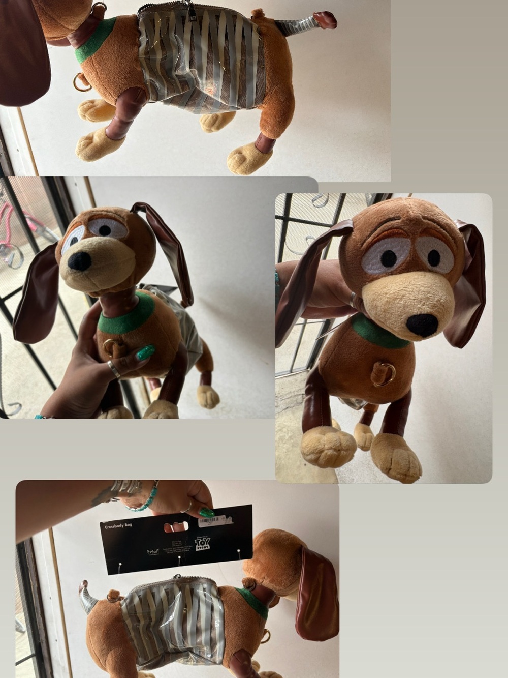 Spirit Slinky Dog Plush Crossbody Bag - Brown with Green Collar